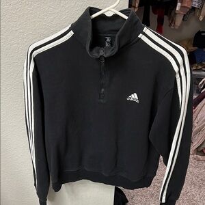 Adidas Women's Black Pullover Sweater with White Stripes